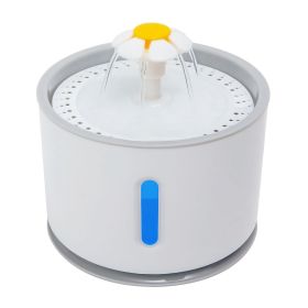 2.4L Automatic Dog Cat Water Fountain Electric LED Pet Flower Water Dispenser Ultra Silent Health Cat Waterer Auto Off Level Window (Option: GRY_UK)