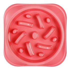 Dog Cat Slow Feeder Bowl Pet No Gulp Feeder Bowl Anti-Bloat Feeding Plate (Option: Pink)