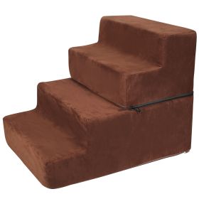 Dog Stairs Pet Step For Bed Couch Sofa Car 4 Steps Soft Foam Detachable Dogs Cats Climb Ladder (Option: Brown)