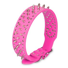Dog Leather Collar Spiked Studded Pet Dog Collar Adjustable Neck Pitbull Mastiff Collar (Option: Rose_XL)