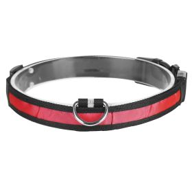 LED Dog Collar USB Rechargeable Adjustable Dog Safety Collar Night Safety Flashing Luminous Light up Collar (Option: S_Red)