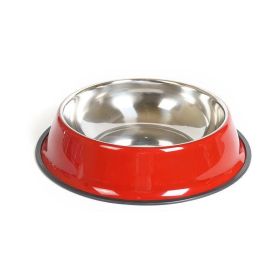Pet Paradise Dual-Use Stainless Steel Pet Bowl (Color: Red, size: 34)